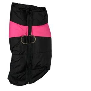 Dog Jacket Medium Black Pink Puffer Coat Warm Quilted Pet Jacket Zip Vest